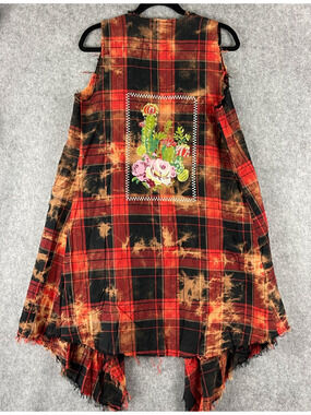 Savanna Jane Duster Vest Womens Small Embroidered Southwestern Grunge Boho NEW